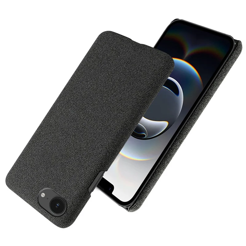 Telefoonhoesje voor iPhone 16e met Stofstructuur, Krasbestendig, Beschermend PC-achterkant - Zwart