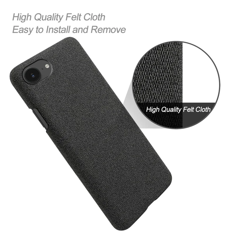 Telefoonhoesje voor iPhone 16e met Stofstructuur, Krasbestendig, Beschermend PC-achterkant - Zwart