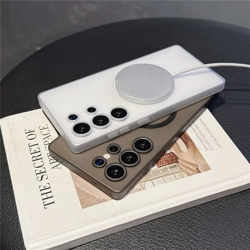 For Samsung Galaxy S25 Ultra Matte Case Compatible with MagSafe Ultra-Thin PC Phone Cover - Transparent