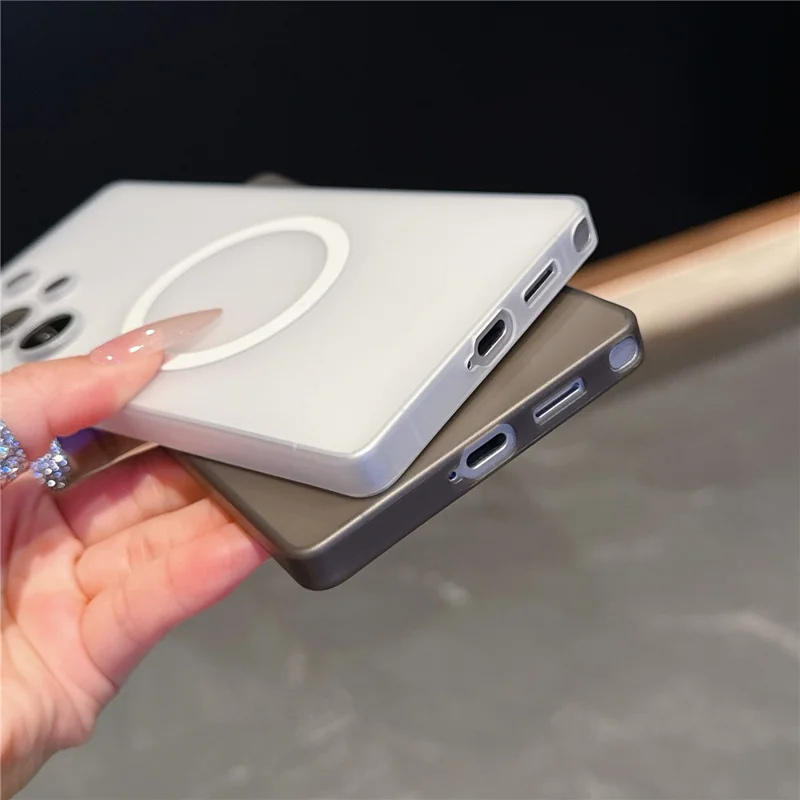 Funda Mate para Samsung Galaxy S25 Ultra Compatible con MagSafe - Ultrafina Carcasa de PC para Móvil - Gris Transparente
