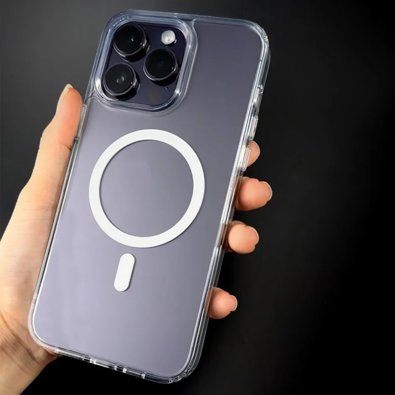 Für iPhone 15 Pro Max Magnetische Hülle TPU + PC Transparente Handyrückseite Schutzhülle 2mm Dicke