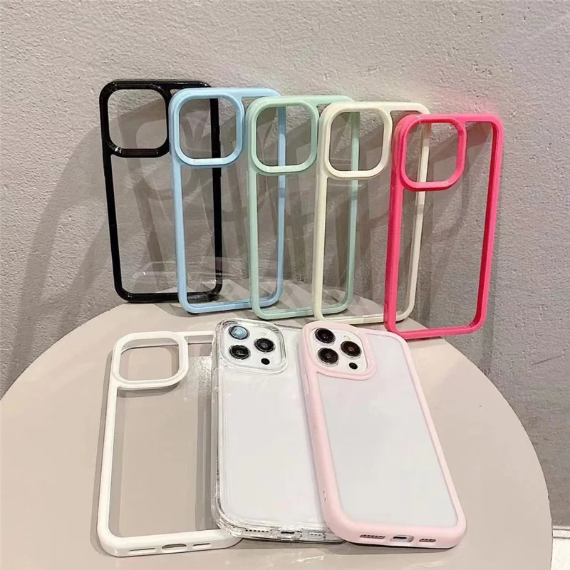 For iPhone 16 Pro Max Shockproof Case TPU + Acrylic Clear Phone Back Cover - Black