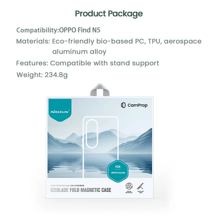 NILLKIN Iceblade FOLD для Oppo Find N5 5G Чехол с крышкой для объектива и подставкой, из поликарбоната + TPU - Зеленый