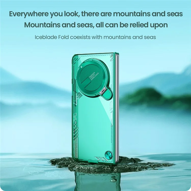 NILLKIN Iceblade FOLD для Oppo Find N5 5G Чехол с крышкой для объектива и подставкой, из поликарбоната + TPU - Зеленый