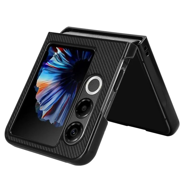 For ZTE nubia Flip2 5G Case Carbon Fiber Texture Shockproof PU + PC Phone Cover - Black