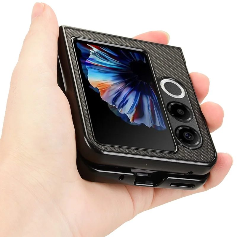 For ZTE nubia Flip2 5G Case Carbon Fiber Texture Shockproof PU + PC Phone Cover - Black