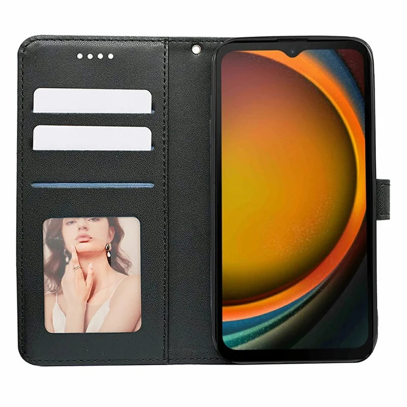 For Samsung Galaxy Xcover7 Case Anti Scratch Splicing Imprinted Rhombus Leather Phone Cover - Black