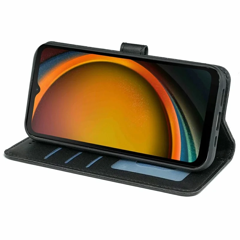 For Samsung Galaxy Xcover7 Case Anti Scratch Splicing Imprinted Rhombus Leather Phone Cover - Black