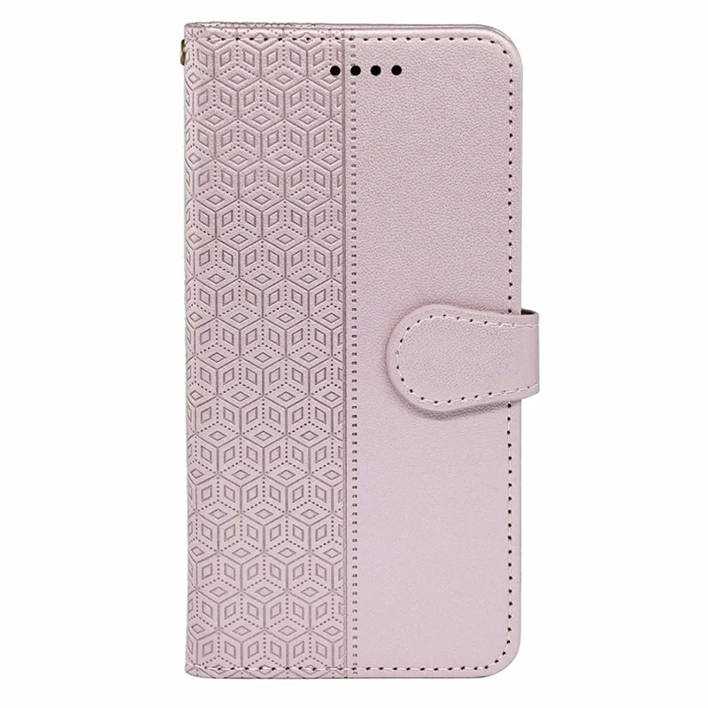 For Motorola Edge 50 Pro 5G / Edge 50s Pro 5G Case Anti Scratch Splicing Imprinted Rhombus Leather Phone Cover - Rose Gold