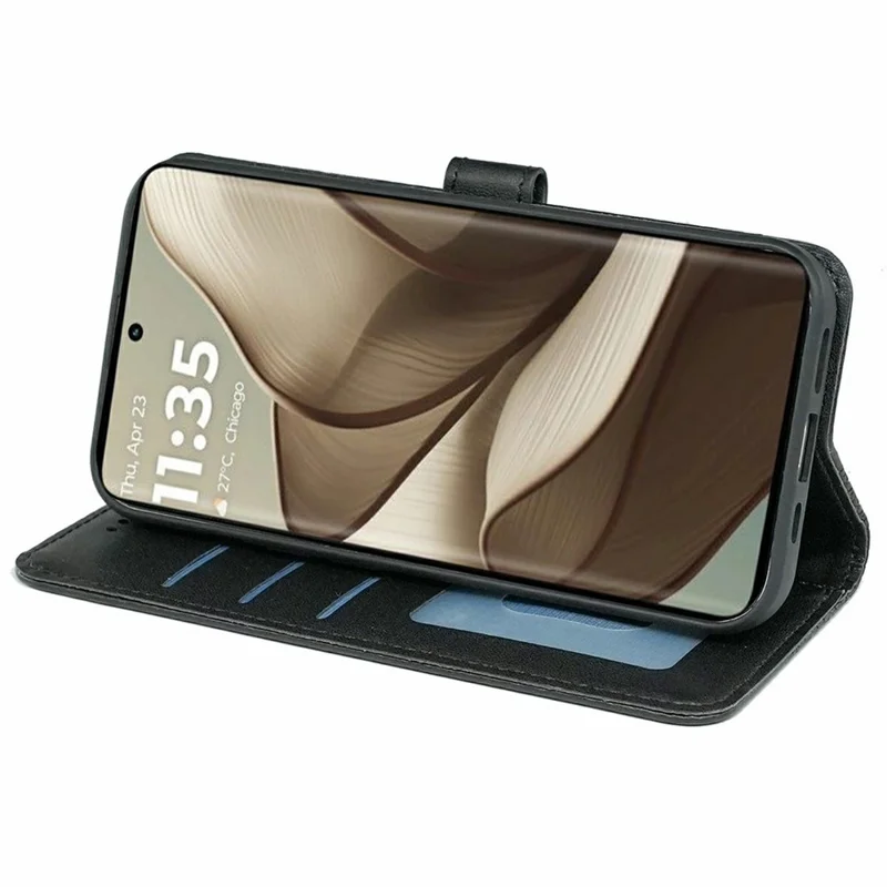 For Motorola Edge 50 5G Case Anti Scratch Splicing Imprinted Rhombus Leather Phone Cover - Black