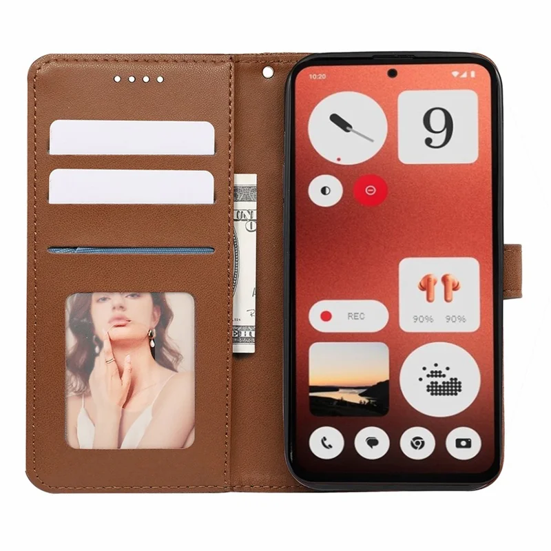 For Nothing CMF Phone 1 Case Anti Scratch Splicing Imprinted Rhombus Leather Phone Cover - Brown