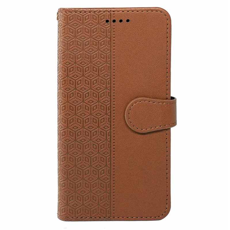 For Nothing CMF Phone 1 Case Anti Scratch Splicing Imprinted Rhombus Leather Phone Cover - Brown