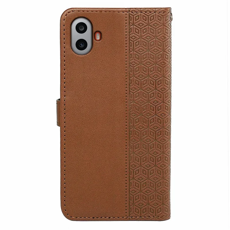For Nothing CMF Phone 1 Case Anti Scratch Splicing Imprinted Rhombus Leather Phone Cover - Brown