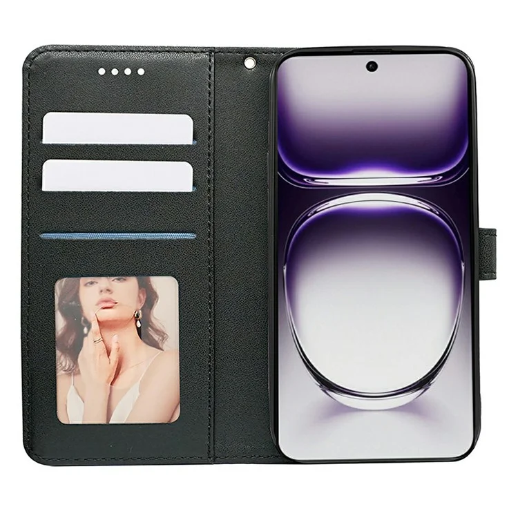 Per Oppo Reno12 Pro 5G (Globale) Cover Antigraffio con Rombi Stampati in Pelle - Nero