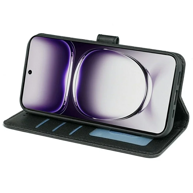 Per Oppo Reno12 Pro 5G (Globale) Cover Antigraffio con Rombi Stampati in Pelle - Nero