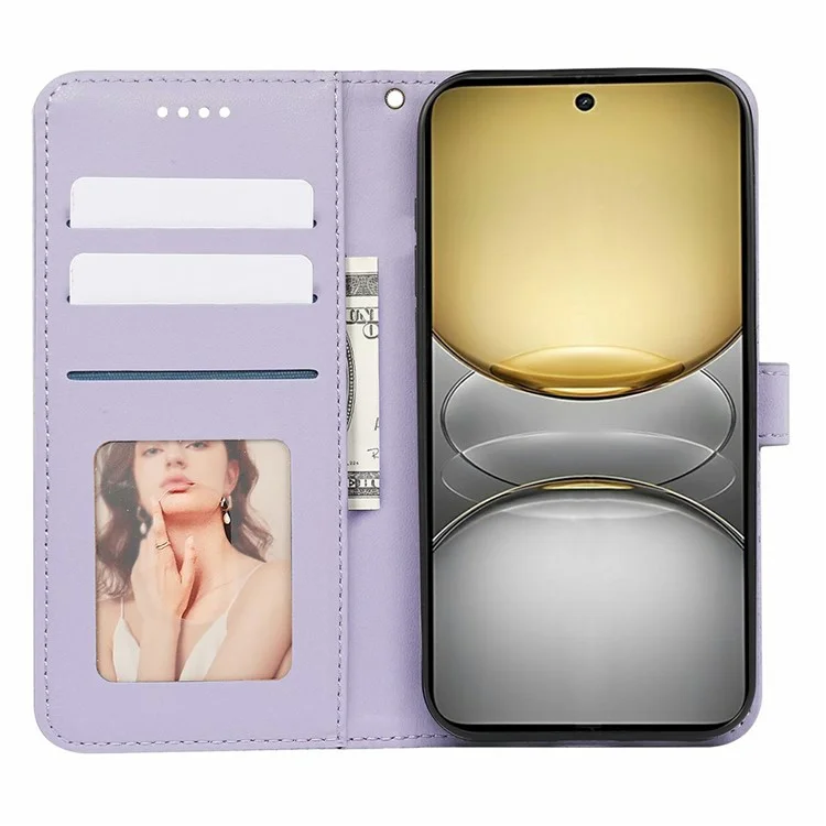 Para Realme C75 Capa Anti Arranhões Revestimento de Couro Estampado com Losango - Roxo