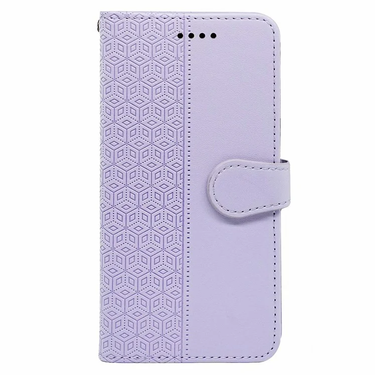 Para Realme C75 Capa Anti Arranhões Revestimento de Couro Estampado com Losango - Roxo
