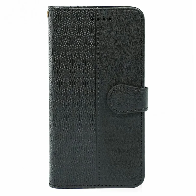 For Oppo Reno13 5G (Global) Case Anti Scratch Splicing Imprinted Rhombus Leather Phone Cover - Black