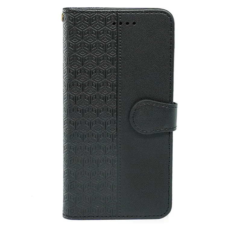 For Xiaomi Redmi Turbo 4 5G / Poco X7 Pro 5G Case Anti Scratch Splicing Imprinted Rhombus Leather Phone Cover - Black