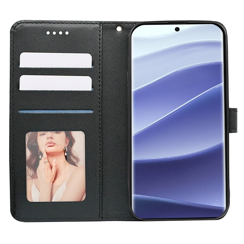 For Xiaomi Redmi Note 14 Pro 4G Case Anti Scratch Splicing Imprinted Rhombus Leather Phone Cover - Black