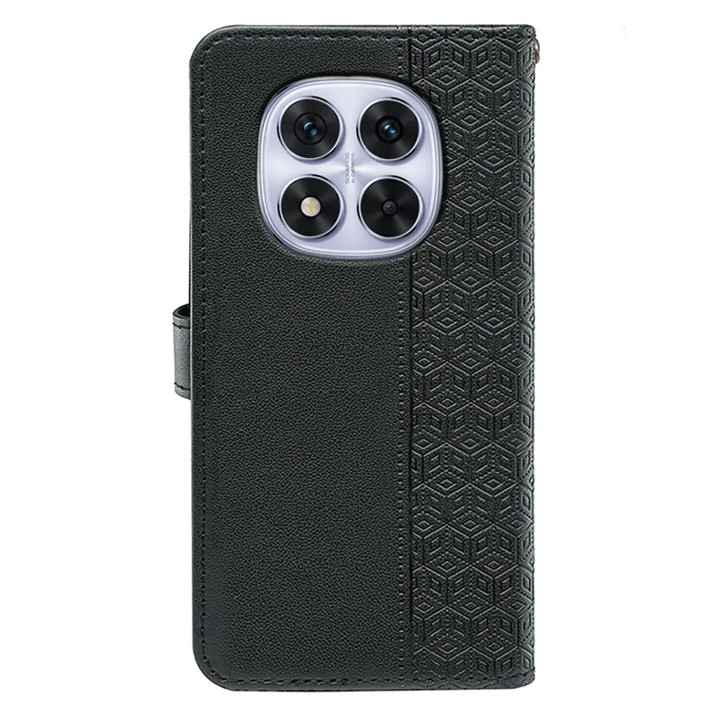 For Xiaomi Redmi Note 14 Pro 4G Case Anti Scratch Splicing Imprinted Rhombus Leather Phone Cover - Black