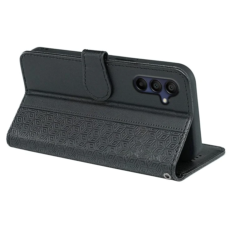 Pour Samsung Galaxy A16 5G Étui Antidérapant à Motif Losange en Cuir - Noir