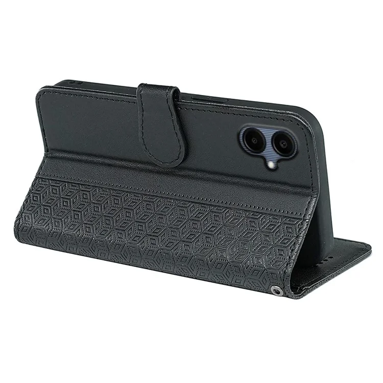 Pour Samsung Galaxy A06 5G Étui Antidérapant avec Motif Losange en Cuir - Noir