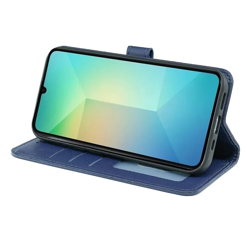 For Samsung Galaxy A06 5G Case Anti Scratch Splicing Imprinted Rhombus Leather Phone Cover - Blue
