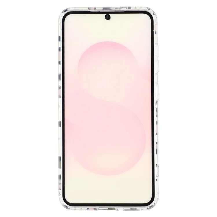 For Samsung Galaxy S25 Magnetic Case Clear Anti-Yellowing PC + TPU Phone Back Cover Leopard Print Design - Red