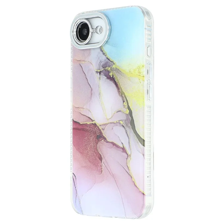For iPhone 16e Case IMD Marble Pattern Electroplated Protective Phone Cover - M12