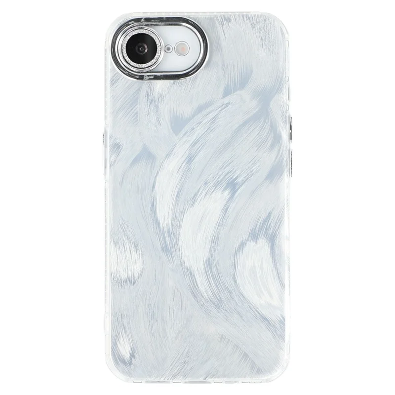 For iPhone 17e / 16e Case IMD Design Shockproof PC+TPU Phone Cover with Glass Lens Film - Feather Pattern / Starlight