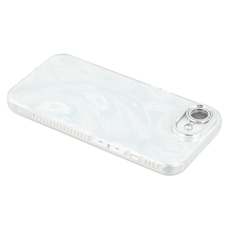 For iPhone 17e / 16e Case IMD Design Shockproof PC+TPU Phone Cover with Glass Lens Film - Feather Pattern / Starlight