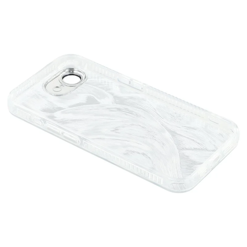For iPhone 17e / 16e Case IMD Design Shockproof PC+TPU Phone Cover with Glass Lens Film - Feather Pattern / Starlight