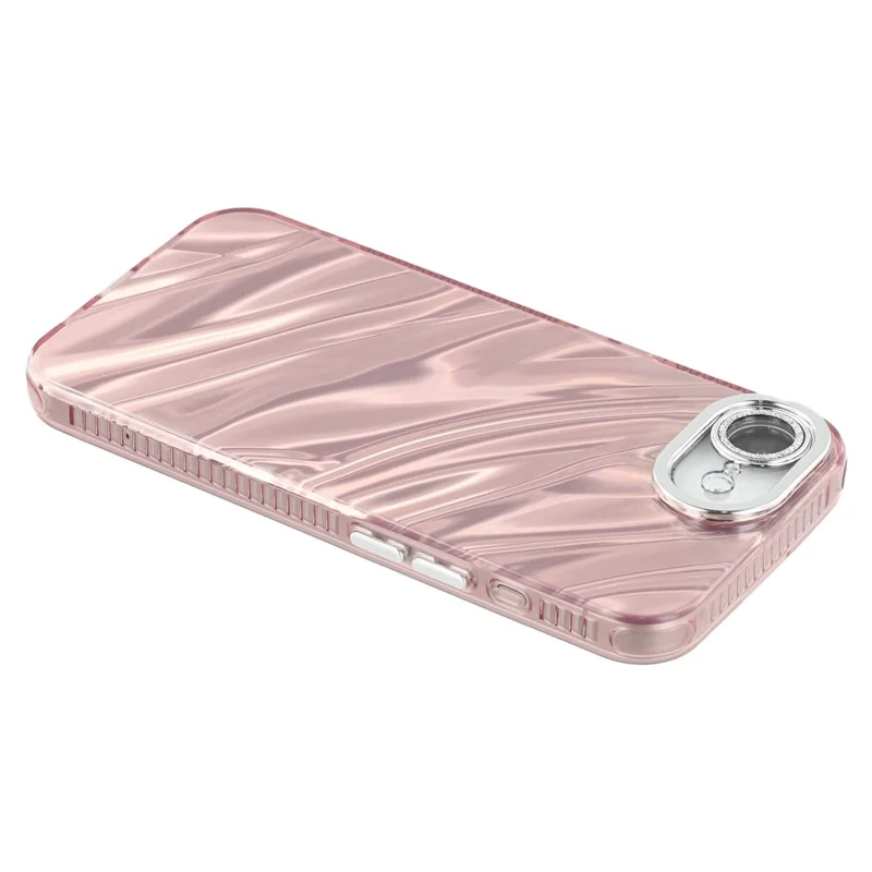 For iPhone 17e / 16e Case IMD Design Shockproof PC+TPU Phone Cover with Glass Lens Film - Ripple Pattern / Rose Gold