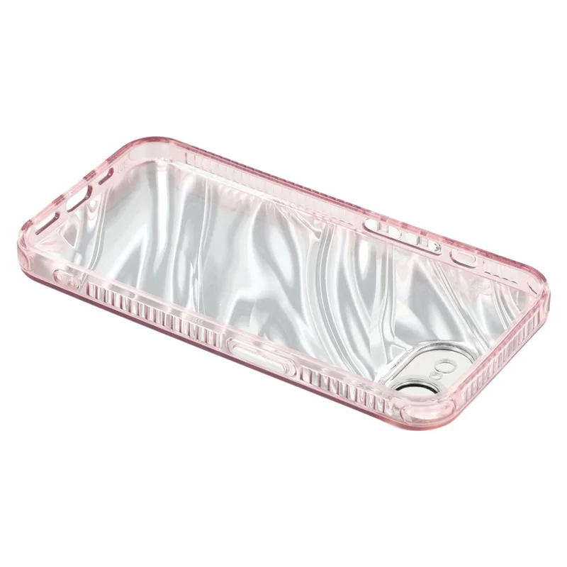For iPhone 17e / 16e Case IMD Design Shockproof PC+TPU Phone Cover with Glass Lens Film - Ripple Pattern / Rose Gold