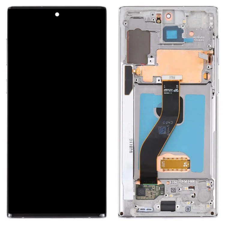 Per Samsung Galaxy Note 10 5G N971 / 10 4G N970 Schermo OLED di Grado C e Assembly Digitalizzatore + Parte di Sostituzione Cornice (senza Logo) - Argento