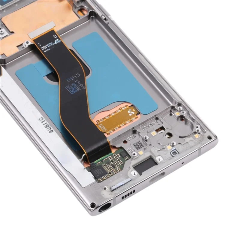 Per Samsung Galaxy Note 10 5G N971 / 10 4G N970 Schermo OLED di Grado C e Assembly Digitalizzatore + Parte di Sostituzione Cornice (senza Logo) - Argento