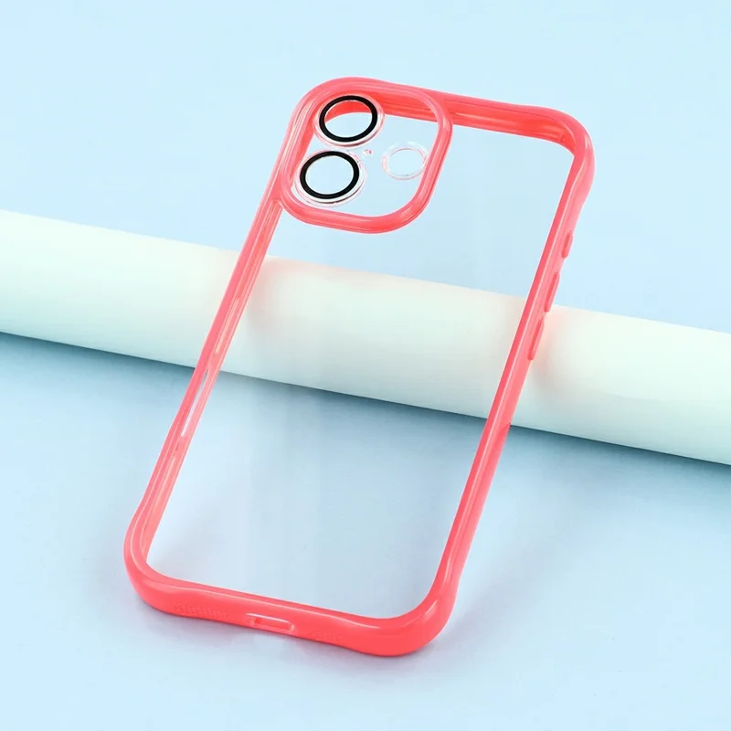 For iPhone 16 TPU + Acrylic Phone Case Anti Drop Back Cover with Built-In Glass Lens Protector - Red