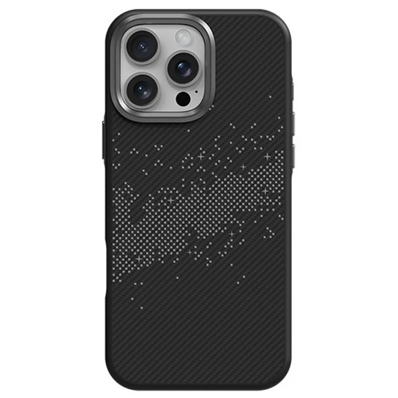 Capa para iPhone 14 Pro Max Padrão Via Láctea TPU + PC Anti-Impressão Digital Traseira do Celular - Cinza