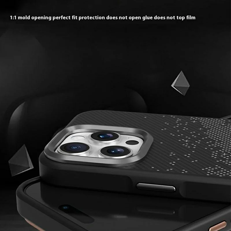 For iPhone 14 Pro Case Compatible with MagSafe Milky Way Pattern TPU + PC Anti Fingerprint Phone Back Cover - Black