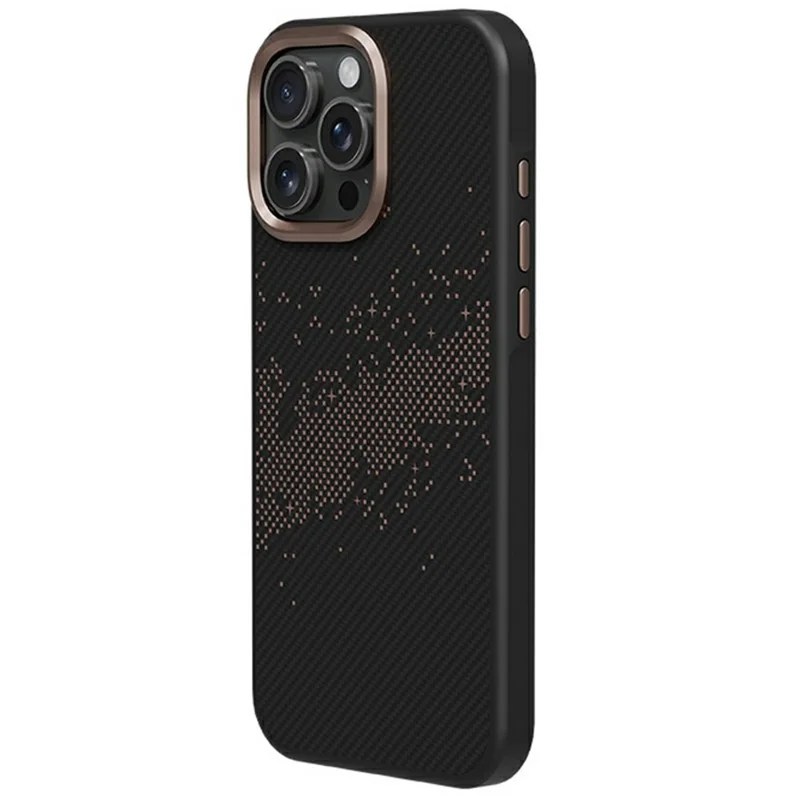 For iPhone 14 Pro Case Compatible with MagSafe Milky Way Pattern TPU + PC Anti Fingerprint Phone Back Cover - Gold