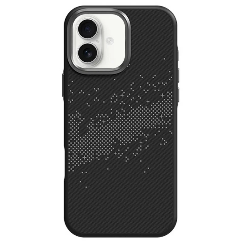 For iPhone 16 Plus Case Compatible with MagSafe Milky Way Pattern TPU + PC Anti Fingerprint Phone Back Cover - Grey