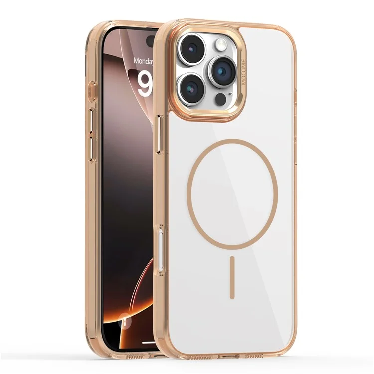 Pour iPhone 16 Pro Étui de protection magnétique transparent TPU PC - Or du désert