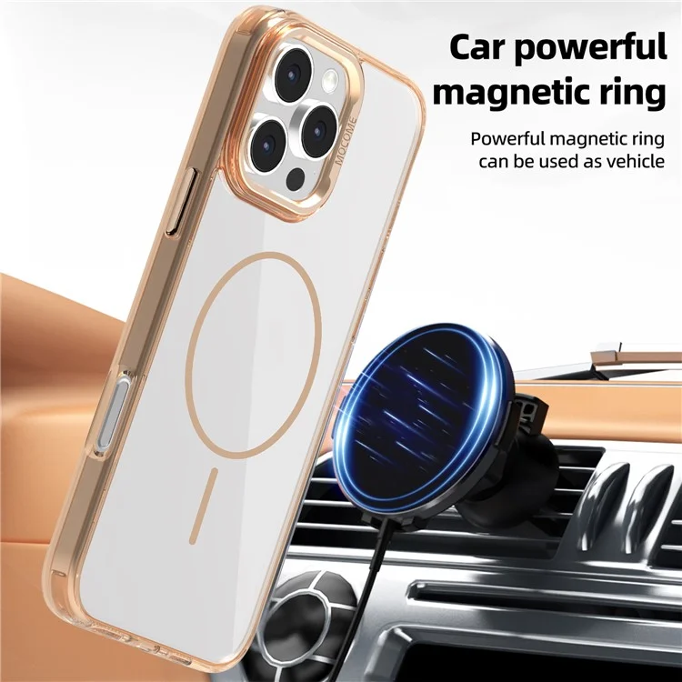 Pour iPhone 16 Pro Étui de protection magnétique transparent TPU PC - Or du désert