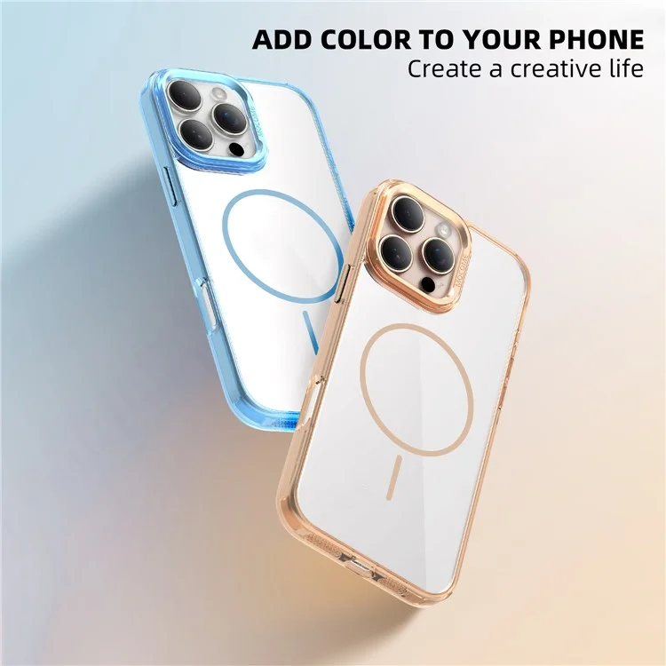 Pour iPhone 16 Pro Étui de protection magnétique transparent TPU PC - Or du désert