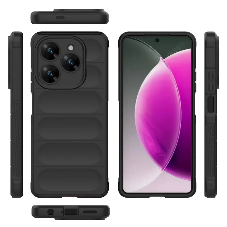 Für TECNO Spark 20 Pro Hülle Stoßfeste Weiche TPU Robuste Handyrückseite - Schwarz