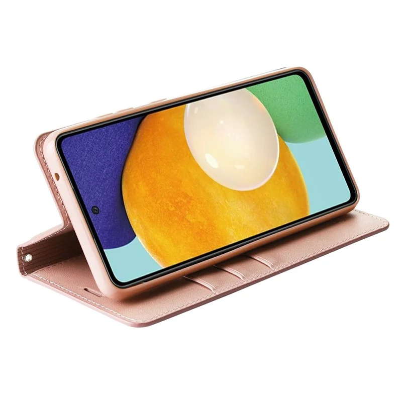 HANMAN Minuo Series per Samsung Galaxy A52s 5G / A52 5G / 4G Custodia Portafoglio in Pelle PU Antigraffio con Supporto Pieghevole - Rose Gold