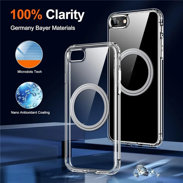For iPhone 16e Magnetic Case TPU+PC Clear Phone Back Cover