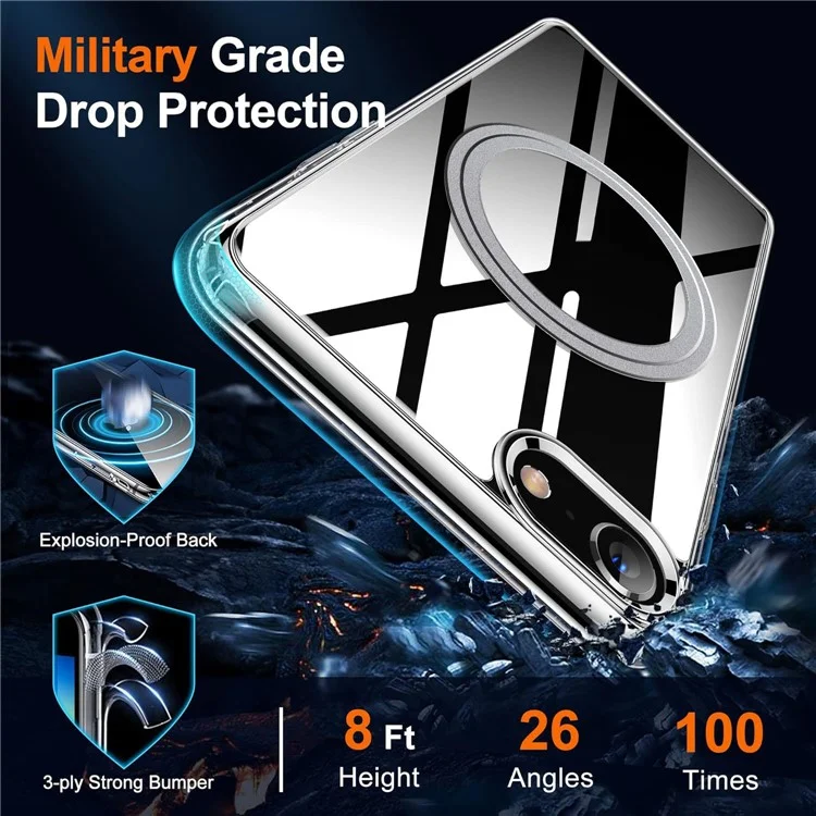 For iPhone 16e Magnetic Case TPU+PC Clear Phone Back Cover