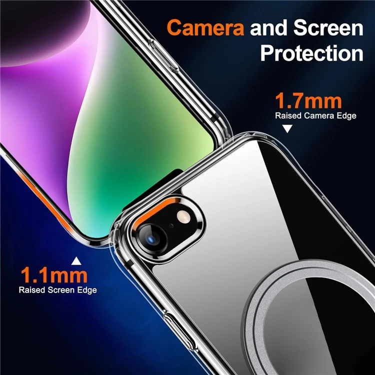 For iPhone 16e Magnetic Case TPU+PC Clear Phone Back Cover